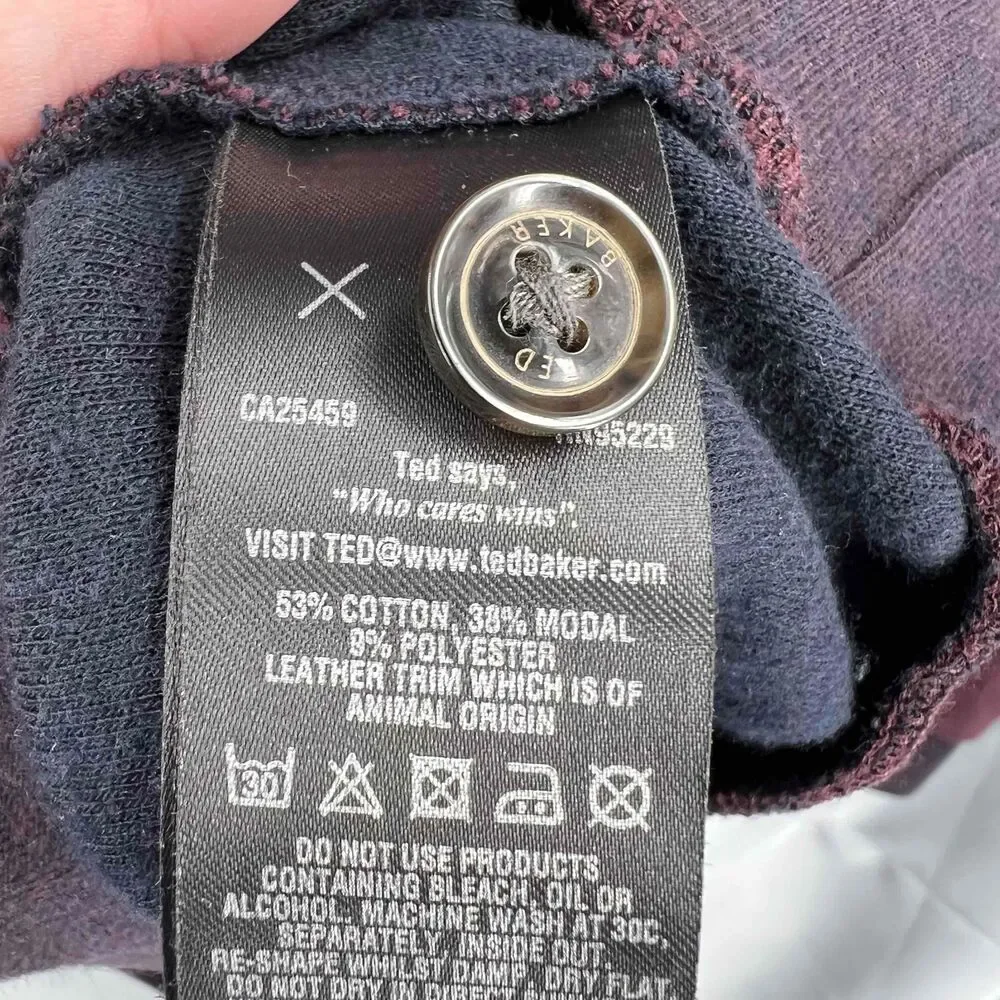 Ted Baker Sweater Mens Burgundy Quarter Zip‎ Chest Pocket Pullover 7 / 3XL